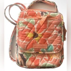 Vera Bradley RFID Mini Hipster in Rainforest Lilly Coral Quilted Cotton Floral